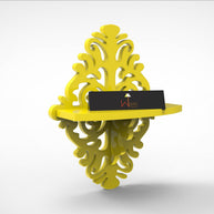 Yellow MDF floating wall shelf mounted view
