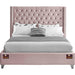 Upholstered Panel Bed Frame with Diamond Tufted and Nailhead Trim Wingback Headboard, Queen Size - WoodenTwist