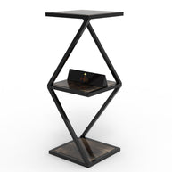 Tier 3 Potted Iron And Wood Plant Stand, Curved Flower Pot Holder Shelf for Indoor & Outdoor - WoodenTwist