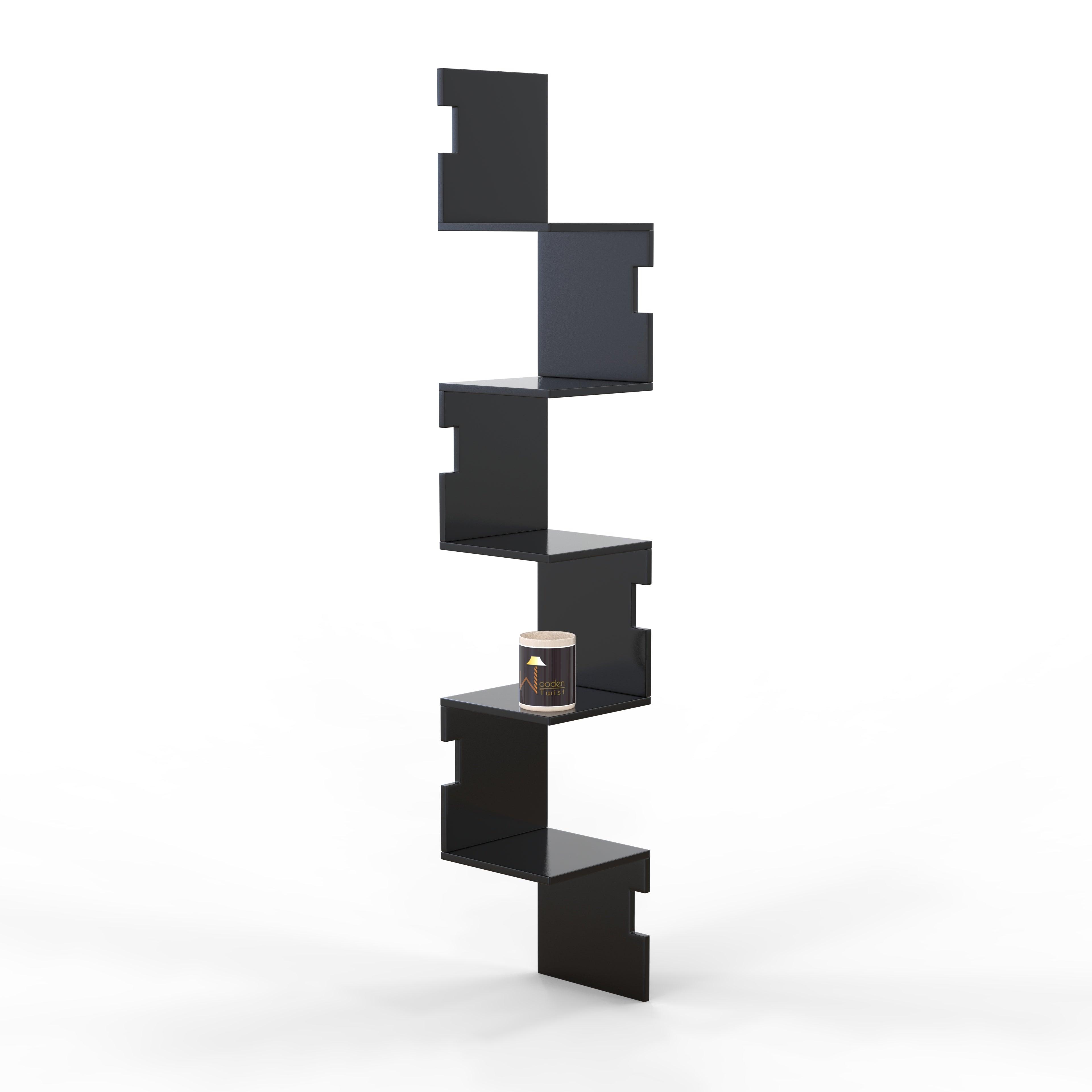 Zig Zag Alzak Floating Corner Shelves - WoodenTwist