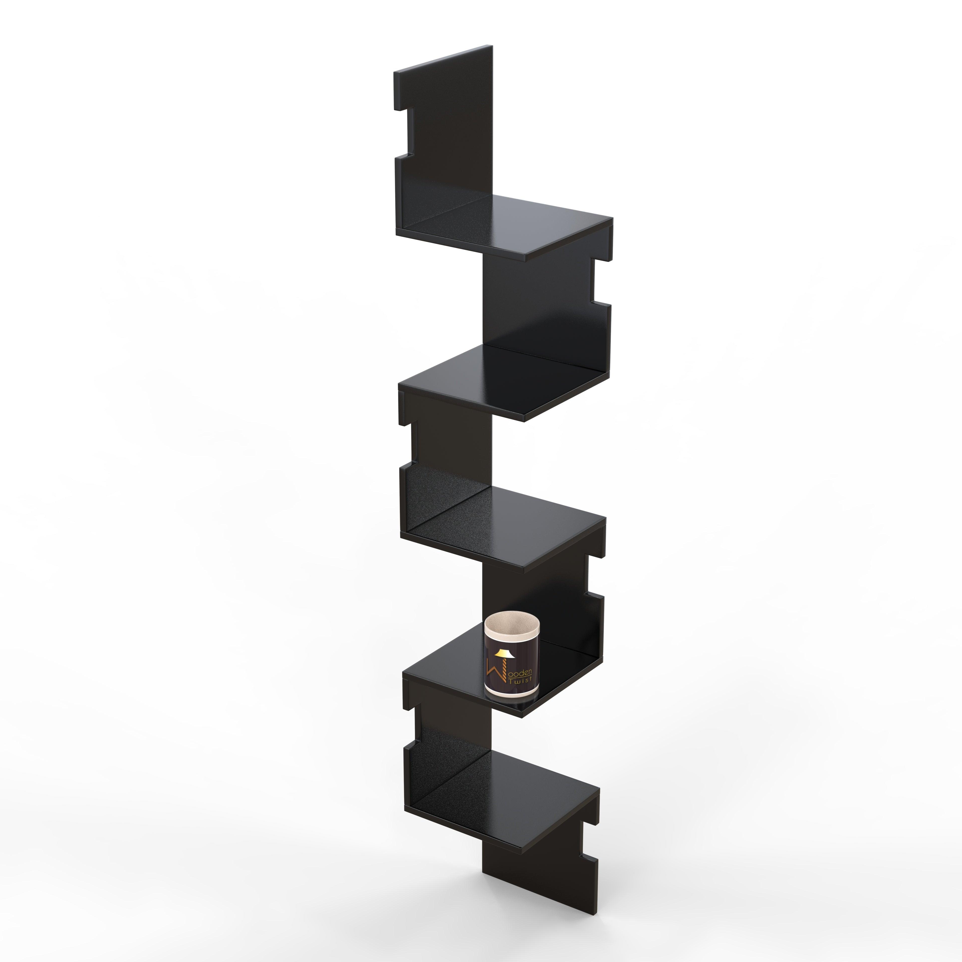 Zig Zag Alzak Floating Corner Shelves - WoodenTwist