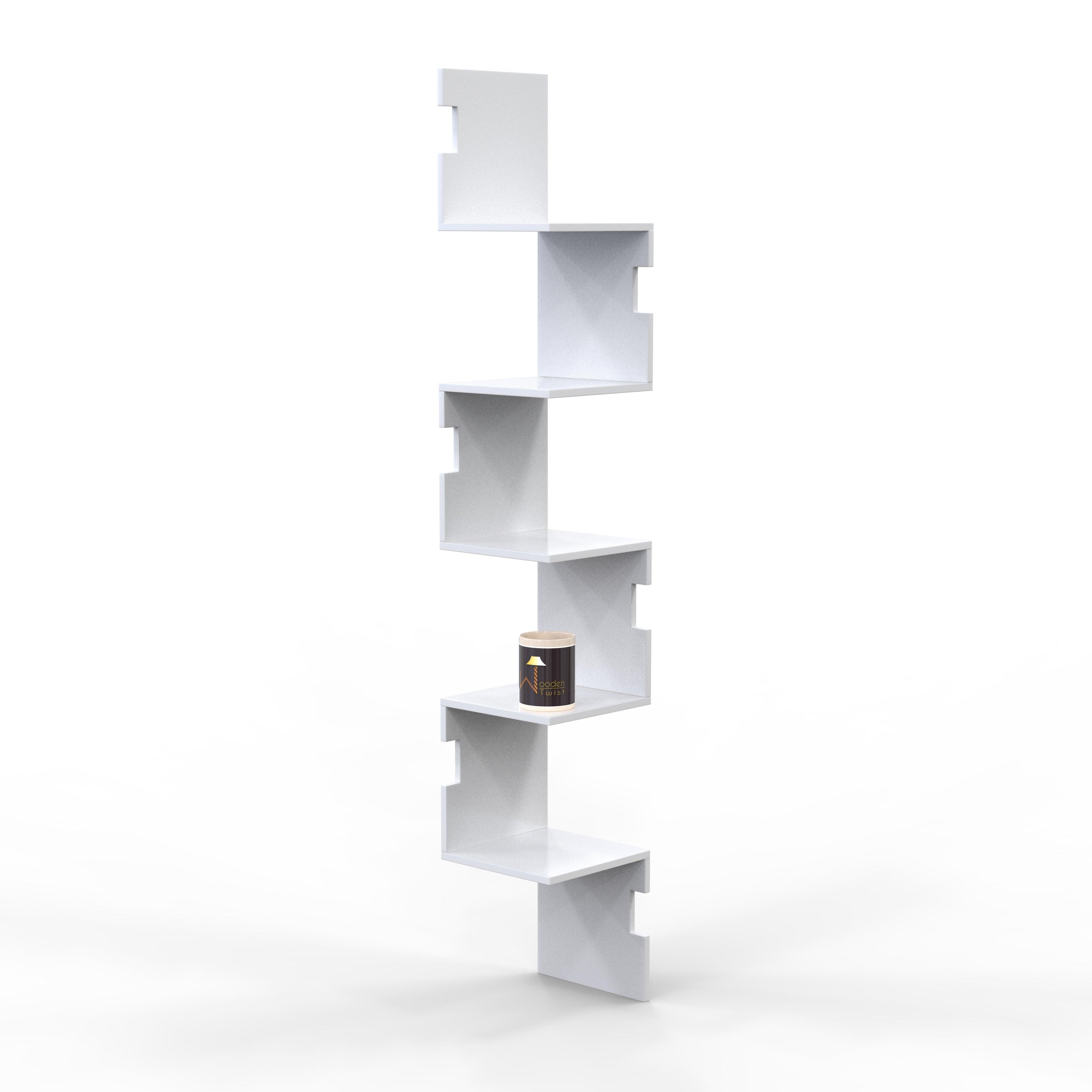 Zig Zag Alzak Floating Corner Shelves - WoodenTwist