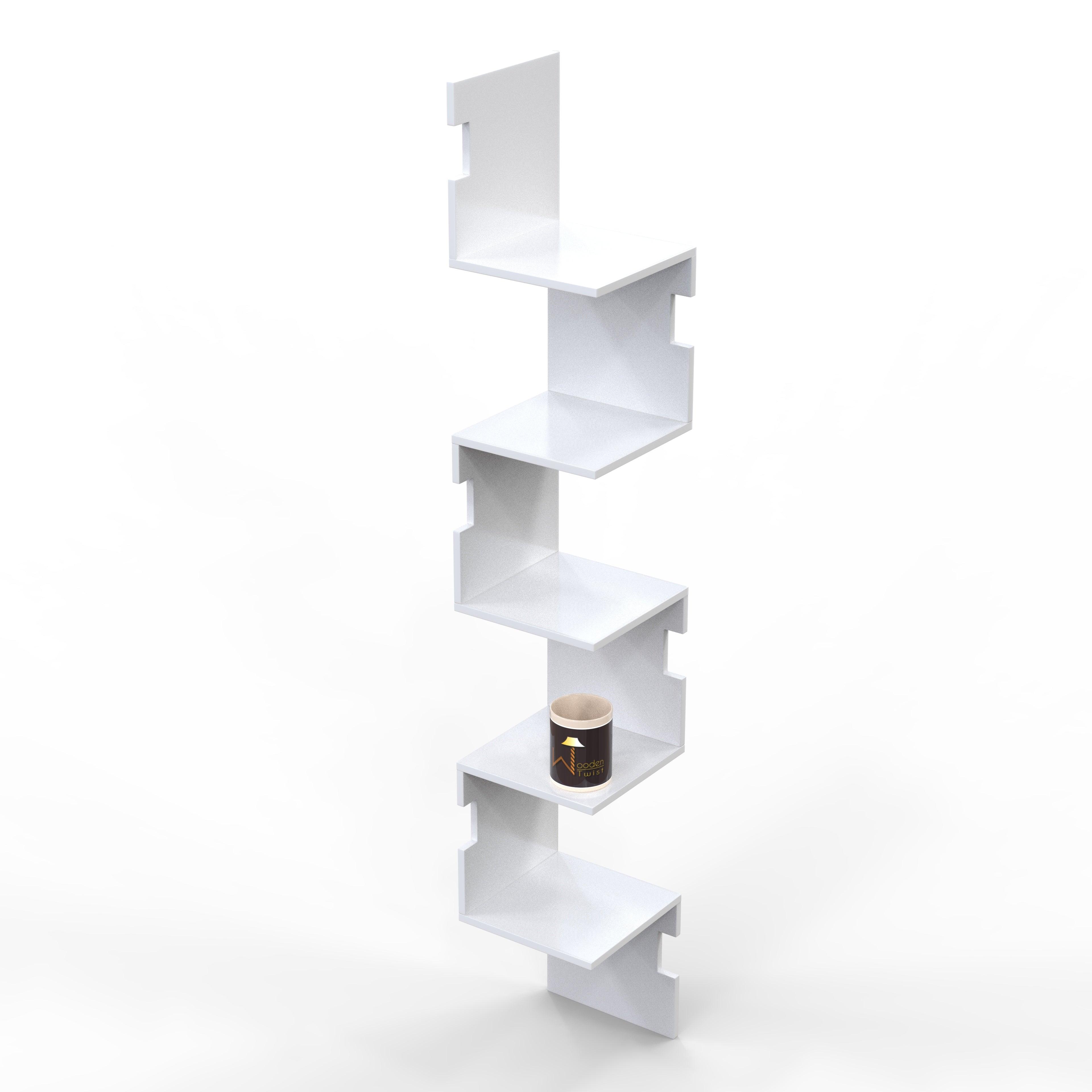 Zig Zag Alzak Floating Corner Shelves - WoodenTwist