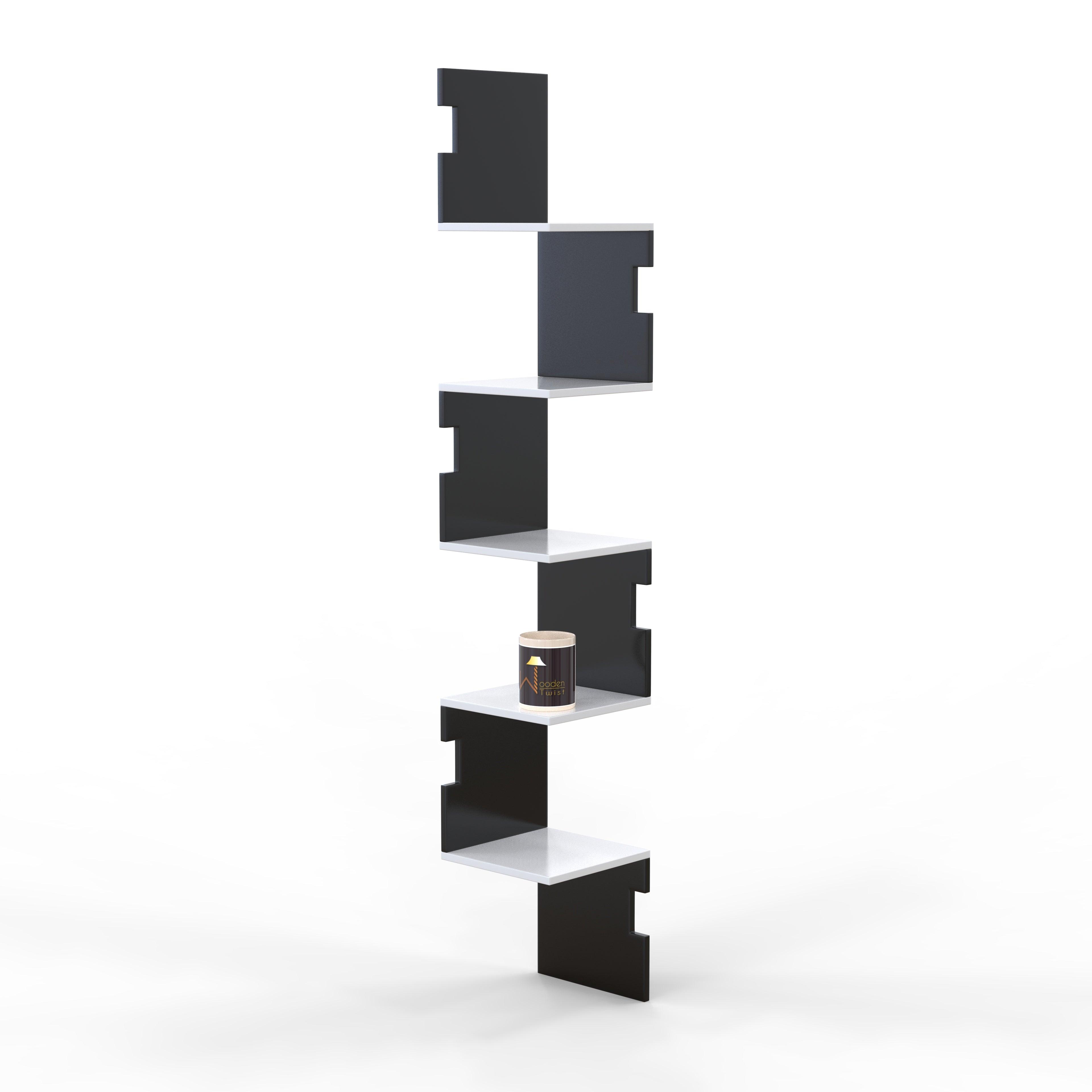 Zig Zag Alzak Floating Corner Shelves - WoodenTwist