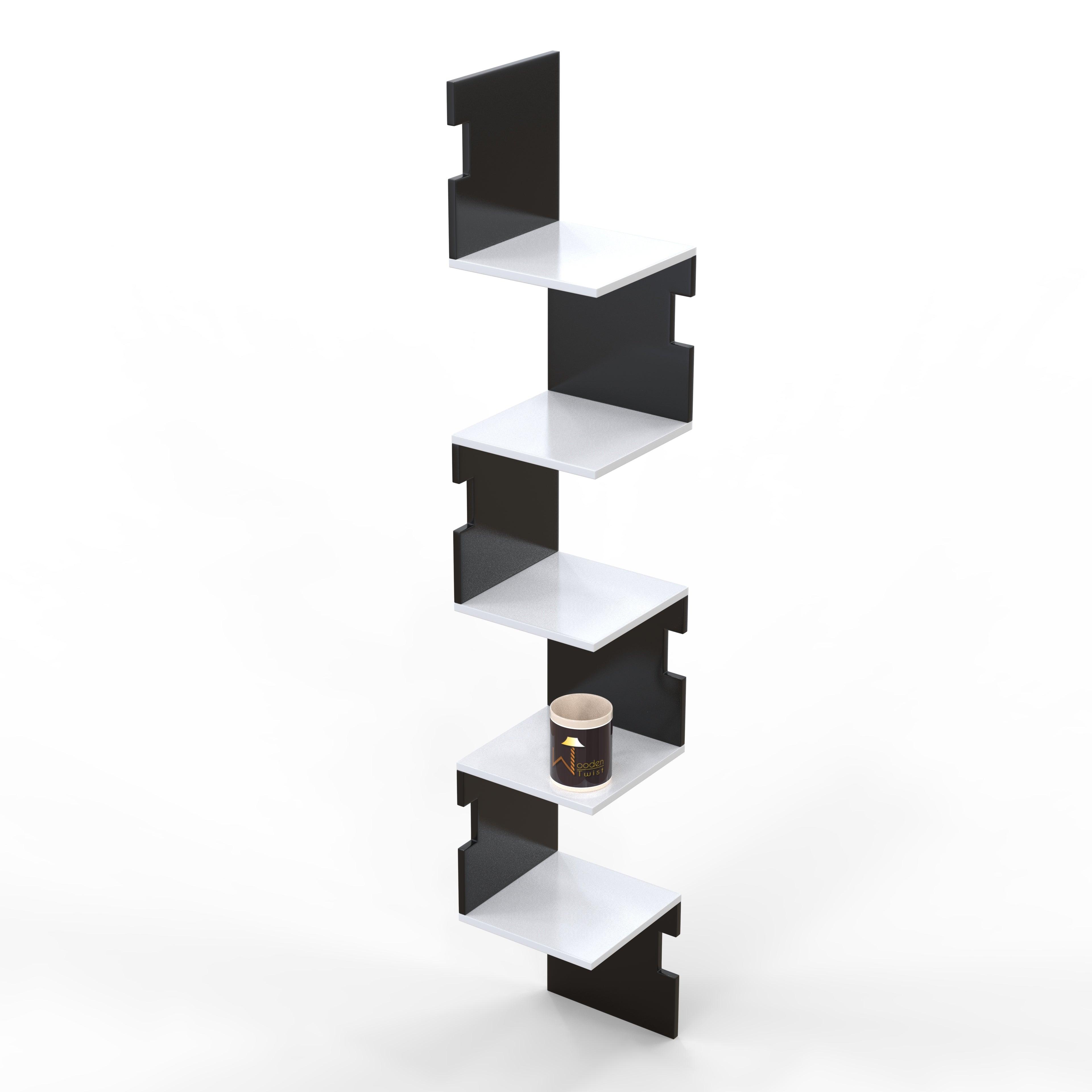 Zig Zag Alzak Floating Corner Shelves - WoodenTwist