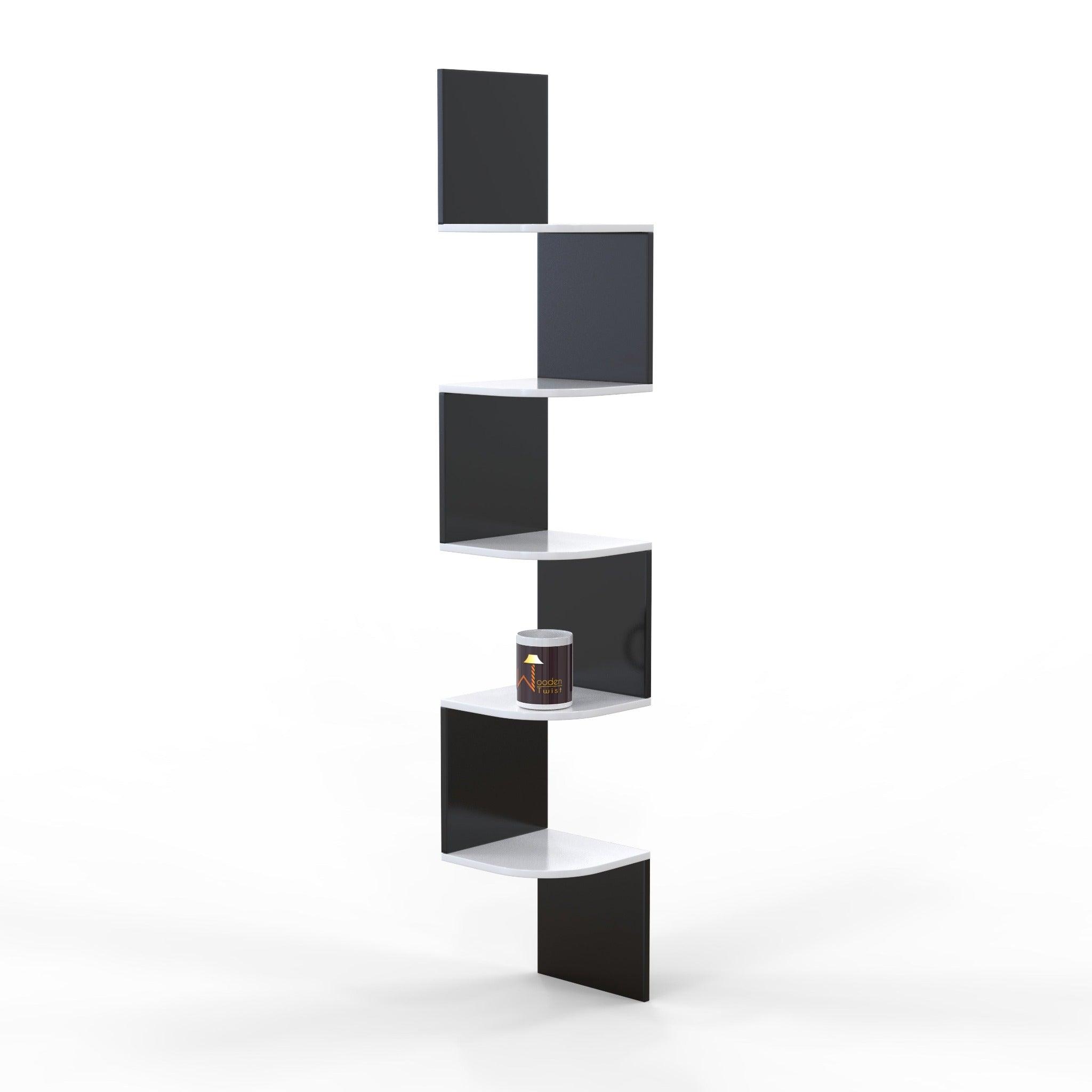 Wooden Fancy Zigzag Wall Mount Floating Corner Wall Shelf - WoodenTwist