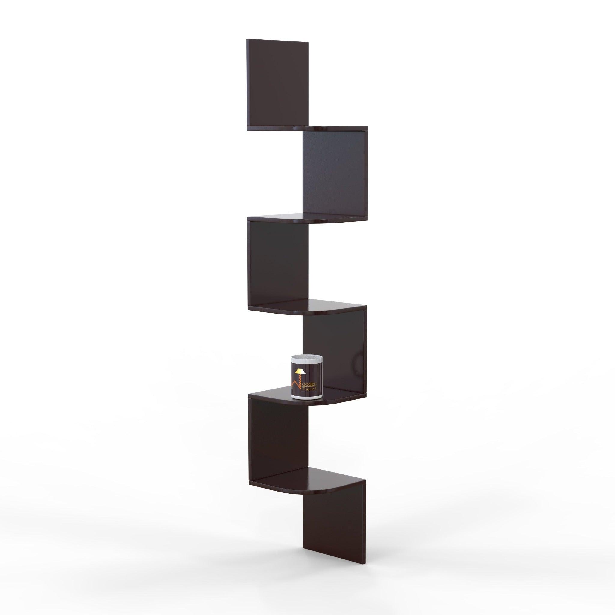 Wooden Fancy Zigzag Wall Mount Floating Corner Wall Shelf - WoodenTwist