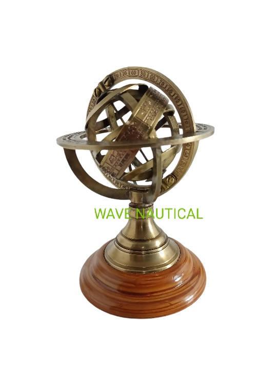 Brass Antique Style Brass Armillary Sphere Astrolabe Nautical Marine Tabletop - WoodenTwist