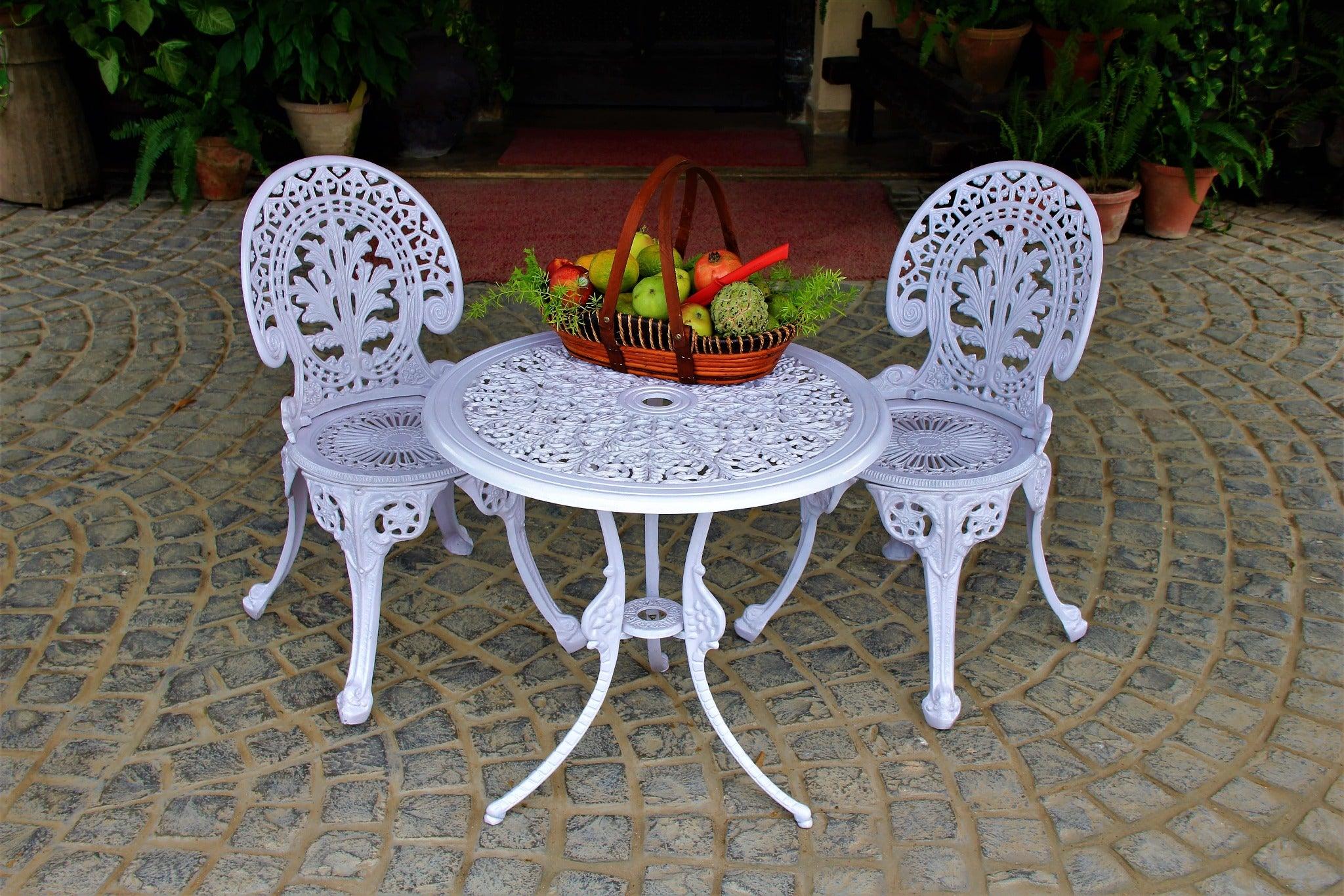 Regalia Series 1 Round Table & 2 Chairs in White Finish - WoodenTwist