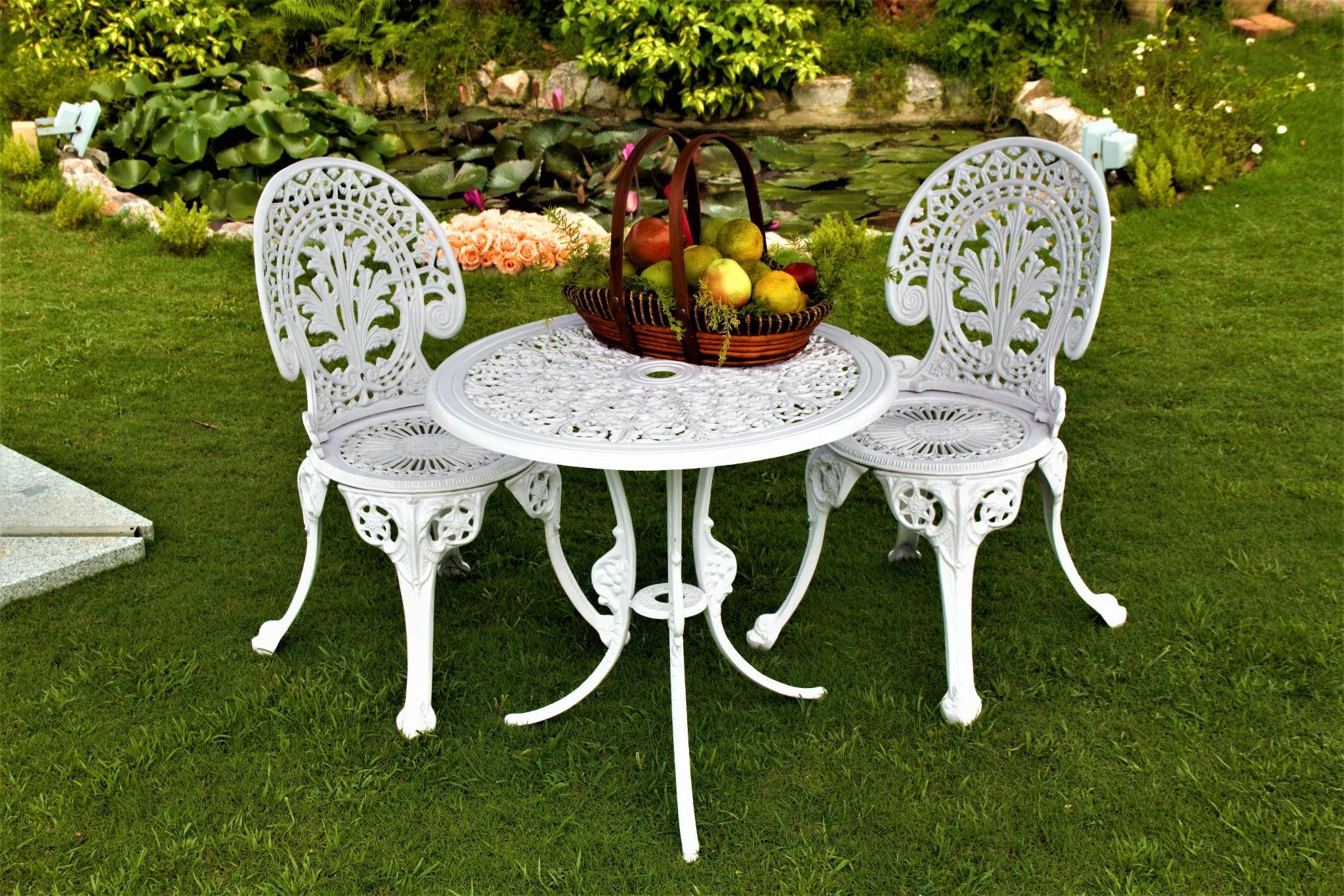 Regalia Series 1 Round Table & 2 Chairs in White Finish - WoodenTwist