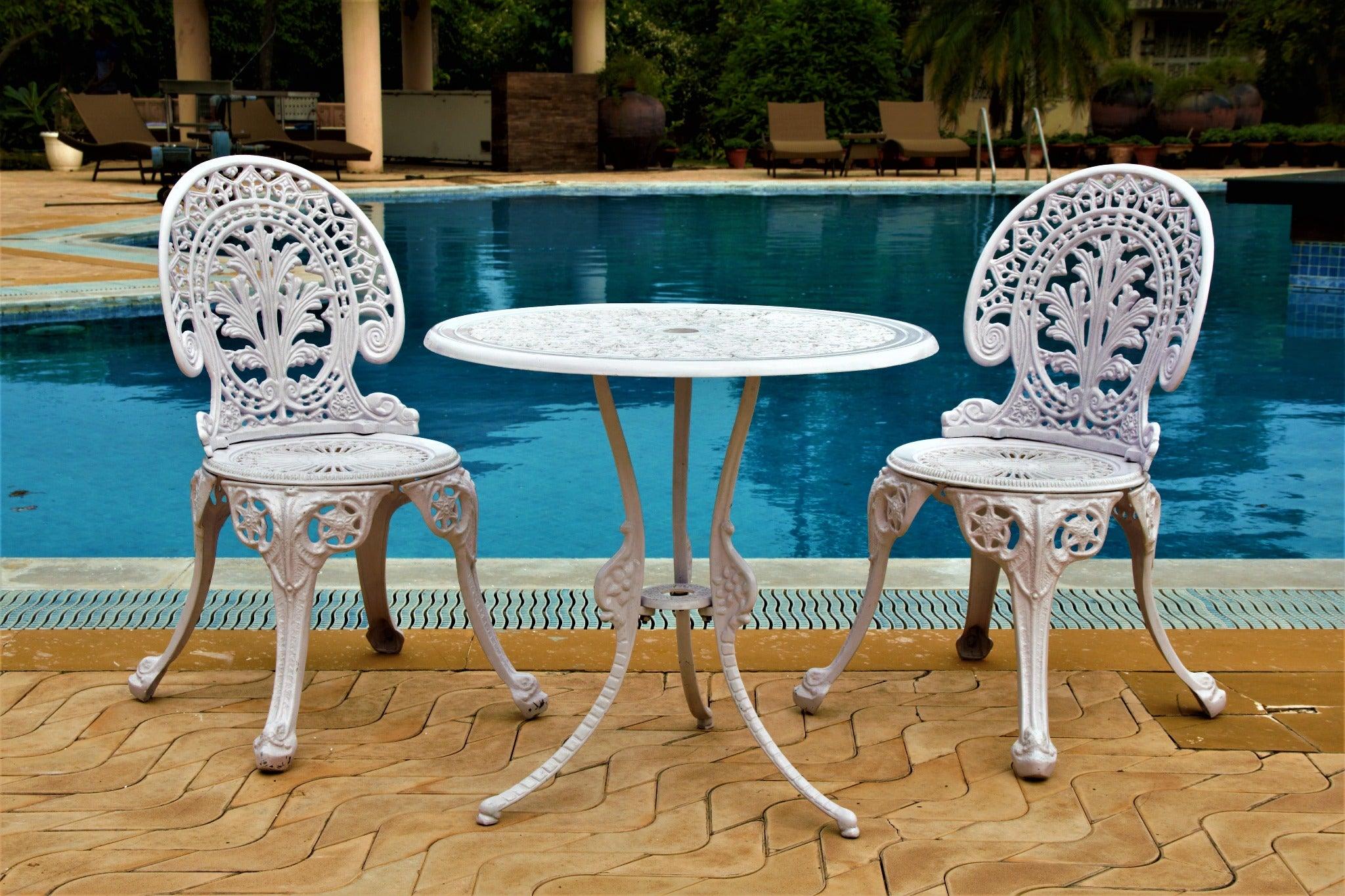 Regalia Series 1 Round Table & 2 Chairs in White Finish - WoodenTwist