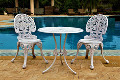 Regalia Series 1 Round Table & 2 Chairs in White Finish - WoodenTwist