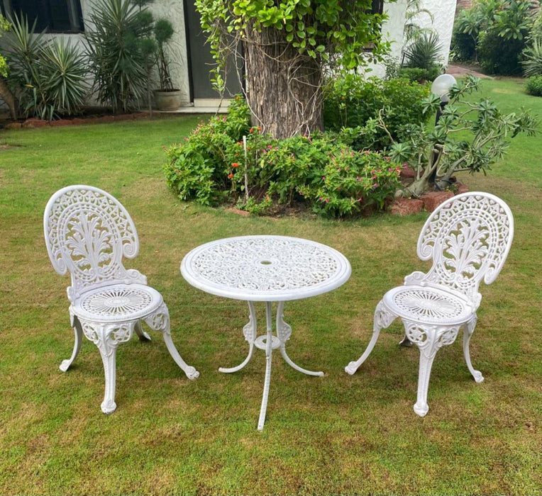Regalia Series 1 Round Table & 2 Chairs in White Finish - WoodenTwist