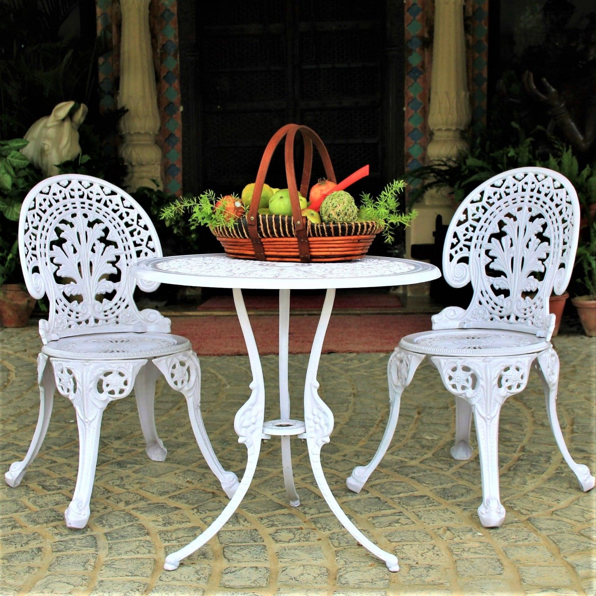 Regalia Series 1 Round Table & 2 Chairs in White Finish - WoodenTwist