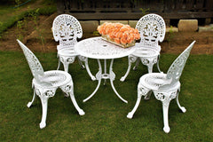 Regalia Series 1 Round Table & 4 Chairs (White) - WoodenTwist