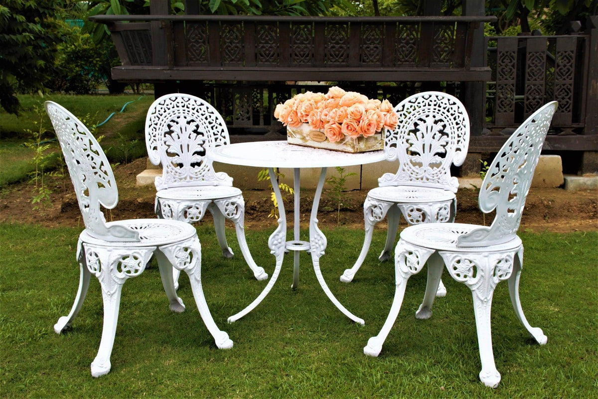 Regalia Series 1 Round Table & 4 Chairs (White) - WoodenTwist