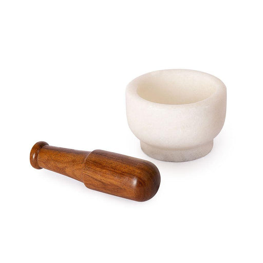 Marble Mortar and Pestle Set for Grinding Small Spices and Medicines - WoodenTwist