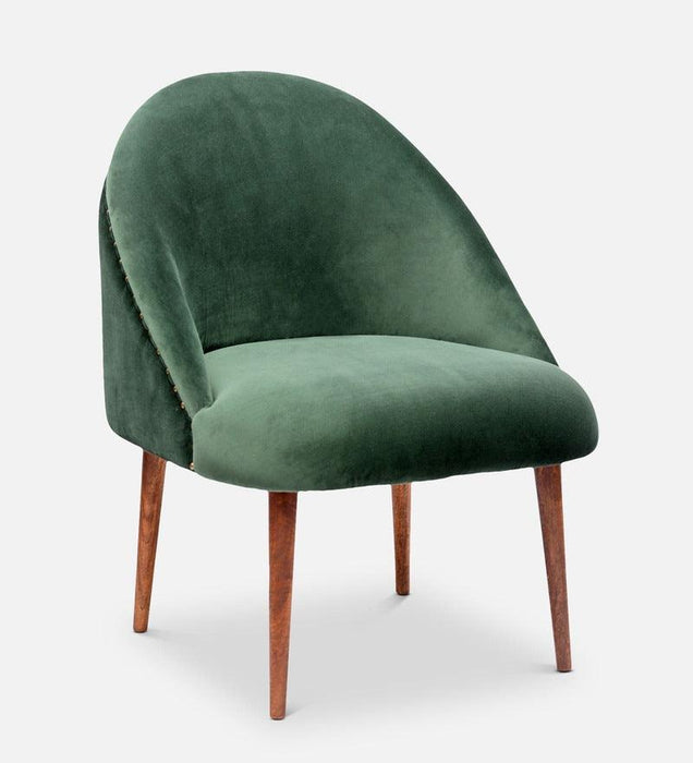 Velvet Dining Chair In Green Color - WoodenTwist