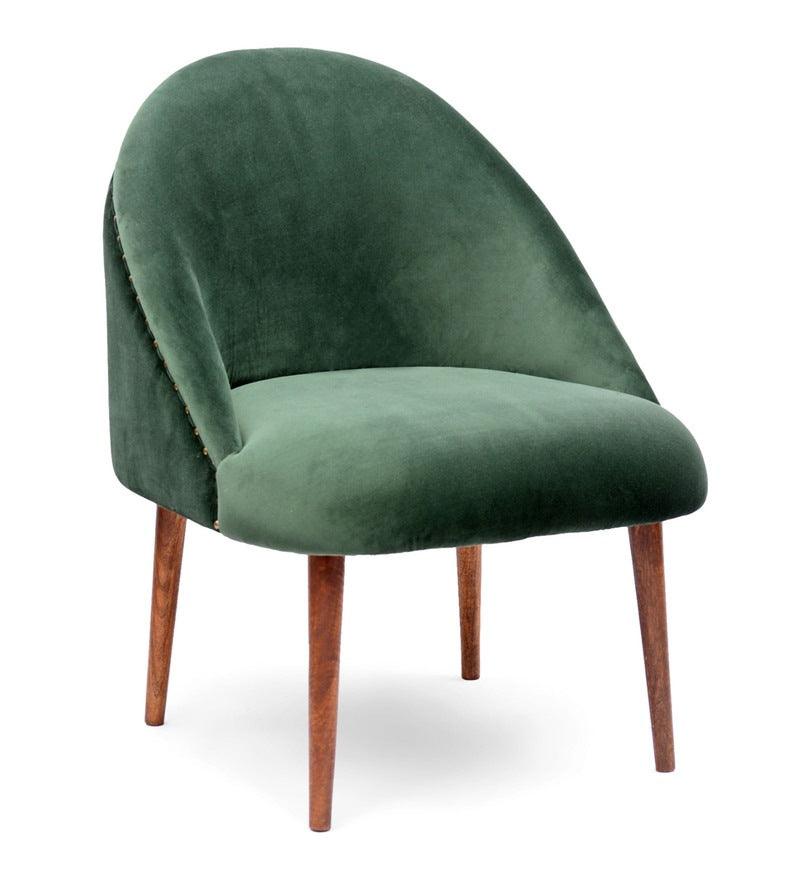 Velvet Dining Chair In Green Color - WoodenTwist