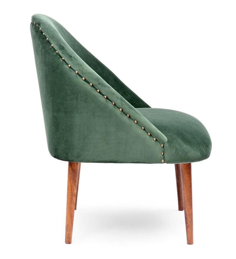 Velvet Dining Chair In Green Color - WoodenTwist