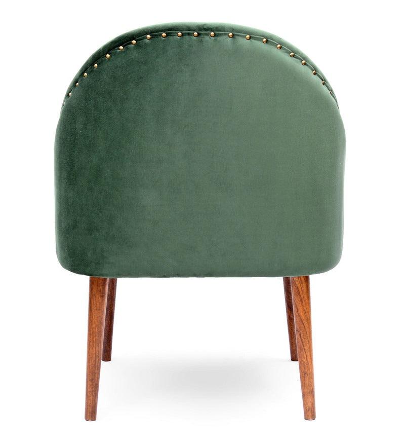 Velvet Dining Chair In Green Color - WoodenTwist