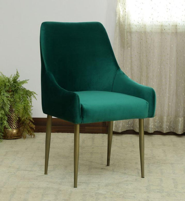 Velvet dining chair in green color - WoodenTwist