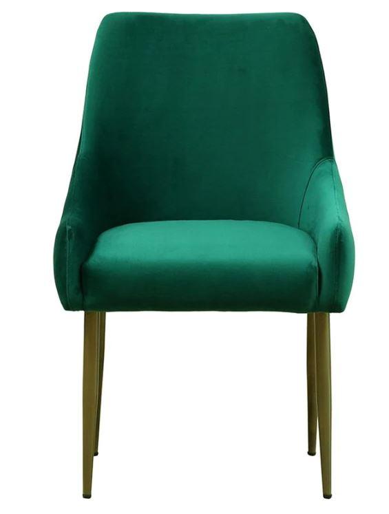 Velvet dining chair in green color - WoodenTwist