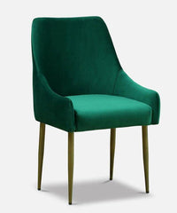 Velvet dining chair in green color - WoodenTwist