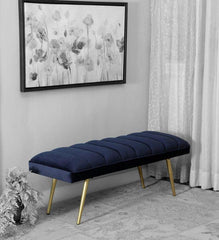 Stylish & Classy bench in blue color with velvet touch - WoodenTwist