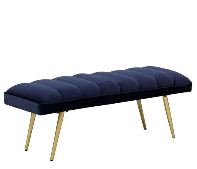 Stylish & Classy bench in blue color with velvet touch - WoodenTwist