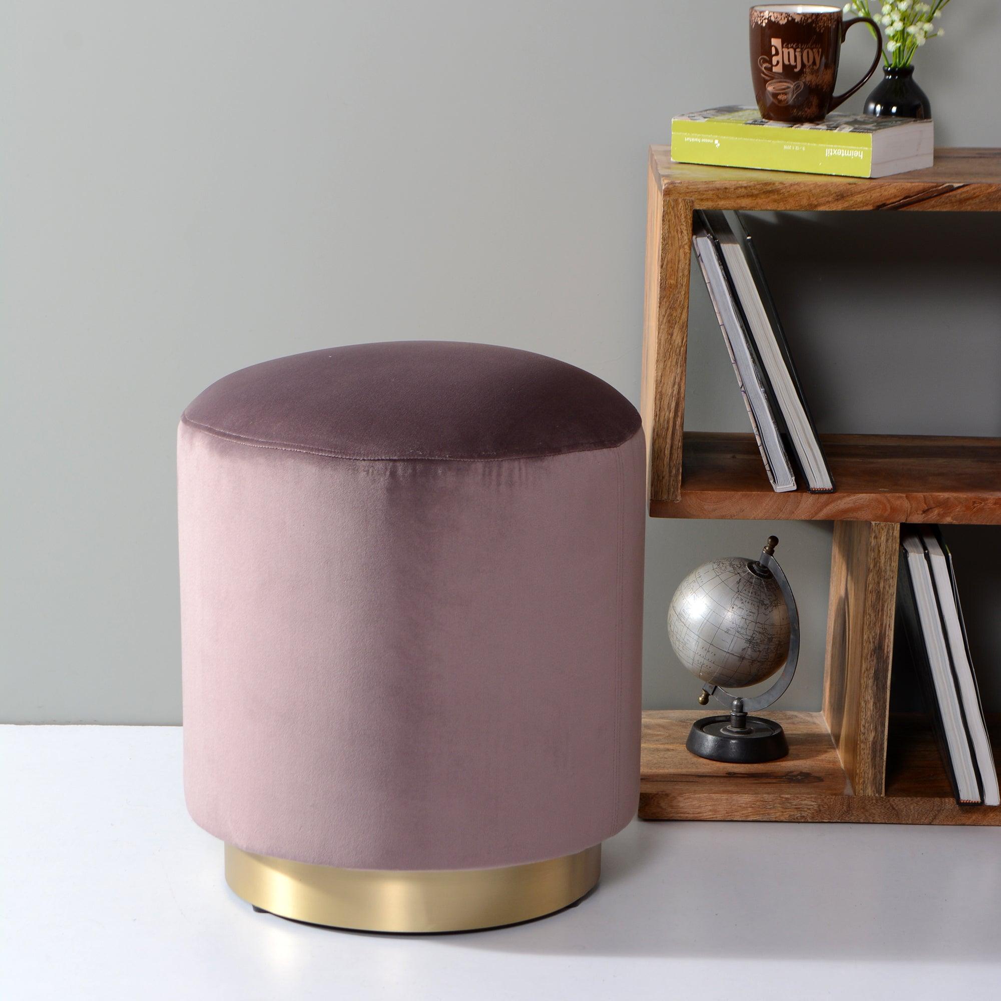 Velvet metal pouf in pink color - WoodenTwist