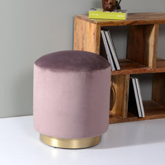 Velvet metal pouf in pink color - WoodenTwist