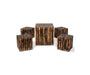 Bloque De Madera Wooden Square Coffee Table With 4 Stool - WoodenTwist