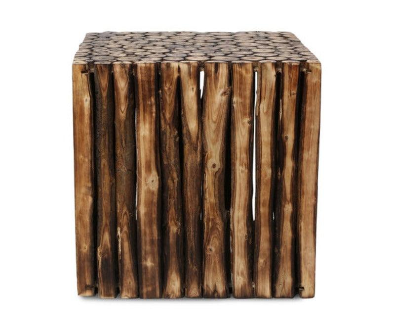 Bloque De Madera Wooden Square Coffee Table With 4 Stool - WoodenTwist