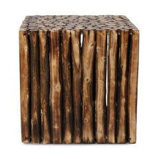 Bloque De Madera Wooden Square Coffee Table With 4 Stool - WoodenTwist