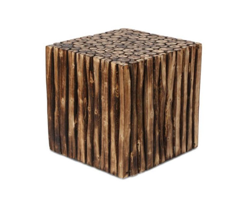 Bloque De Madera Wooden Square Coffee Table With 4 Stool - WoodenTwist