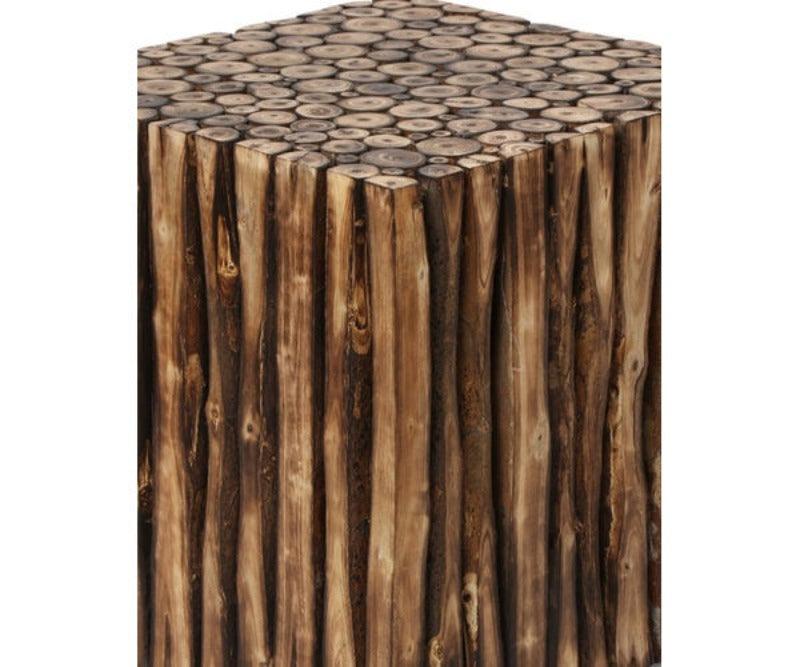 Bloque De Madera Wooden Square Coffee Table With 4 Stool - WoodenTwist