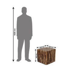 Bloque De Madera Wooden Square Coffee Table With 4 Stool - WoodenTwist