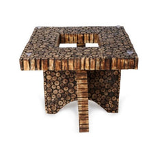 Wooden Antique Square Shaped Coffee Table With 4 Stool - WoodenTwist