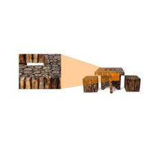 Wooden Antique Square Shaped Coffee Table With 4 Stool - WoodenTwist