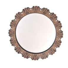 Square Antique Wooden Handicraft Mirror 38 x 38 cm frame detail - WoodenTwist
