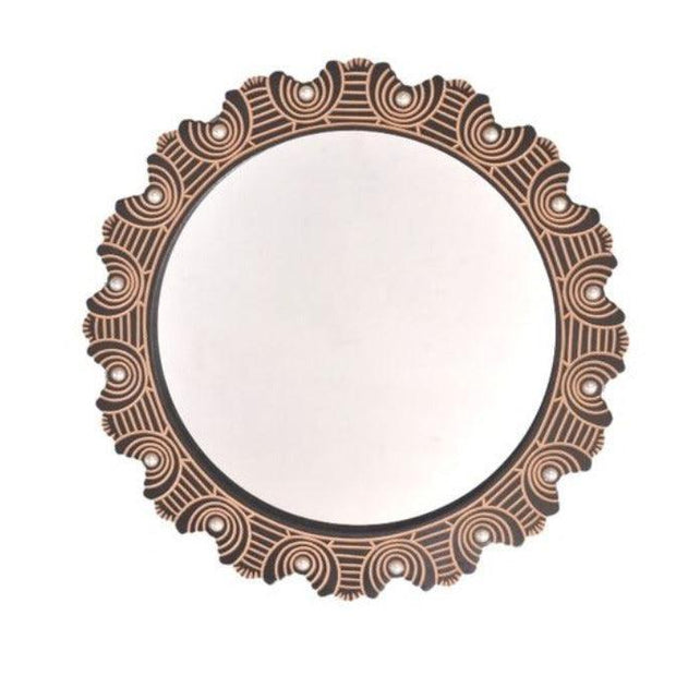 Wooden Antique With Handicraft Work Fancy Design Mirror - WoodenTwist