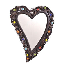 Antique Wooden Handicraft Mirror 33 x 43 cm frame detail - WoodenTwist