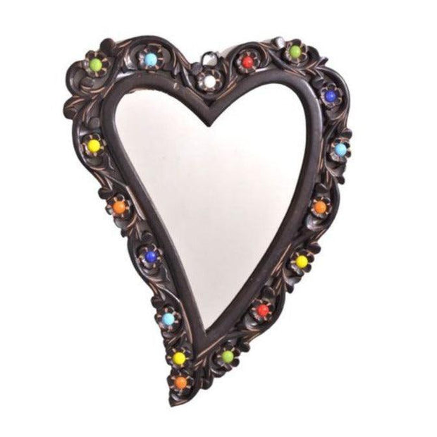 Wooden Antique With Handicraft Work Fancy Design Mirror - WoodenTwist
