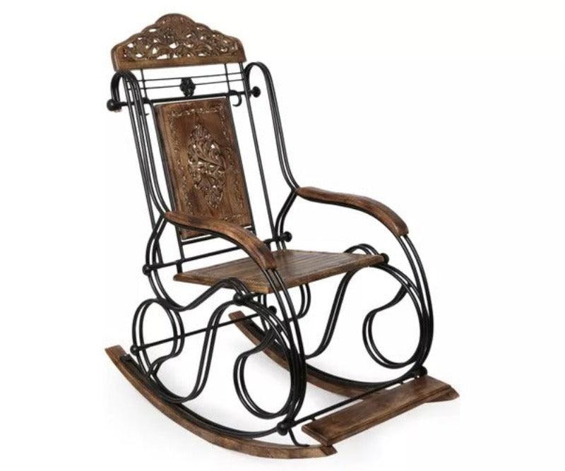 wood iron rocking chair