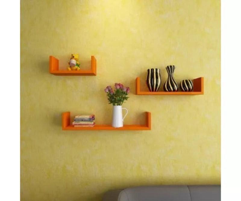 Wooden Handicraft Wall Decor Designer Wall Shelf Pack of 3 - WoodenTwist