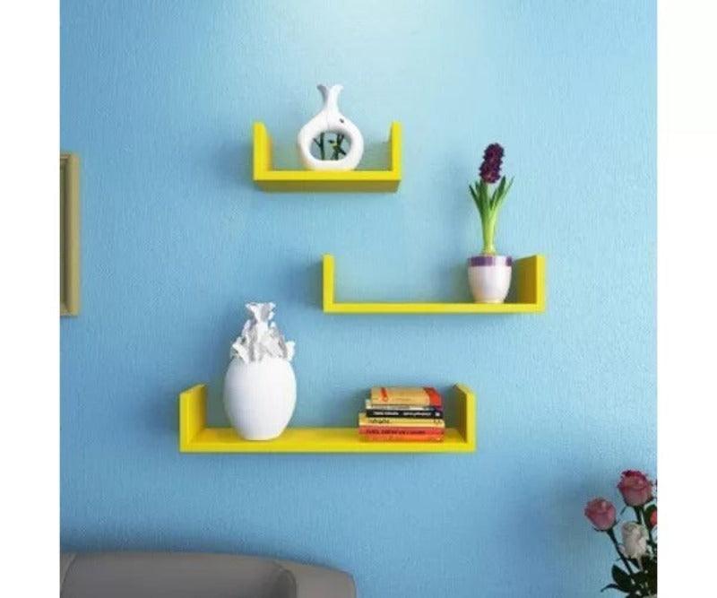 Wooden Handicraft Wall Decor Designer Wall Shelf Pack of 3 - WoodenTwist