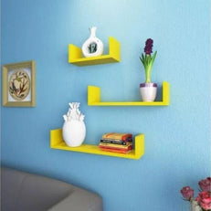Wooden Handicraft Wall Decor Designer Wall Shelf Pack of 3 - WoodenTwist