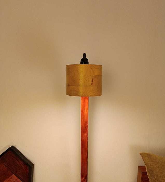 Alice Wooden Floor Lamp with Brown Base - WoodenTwist