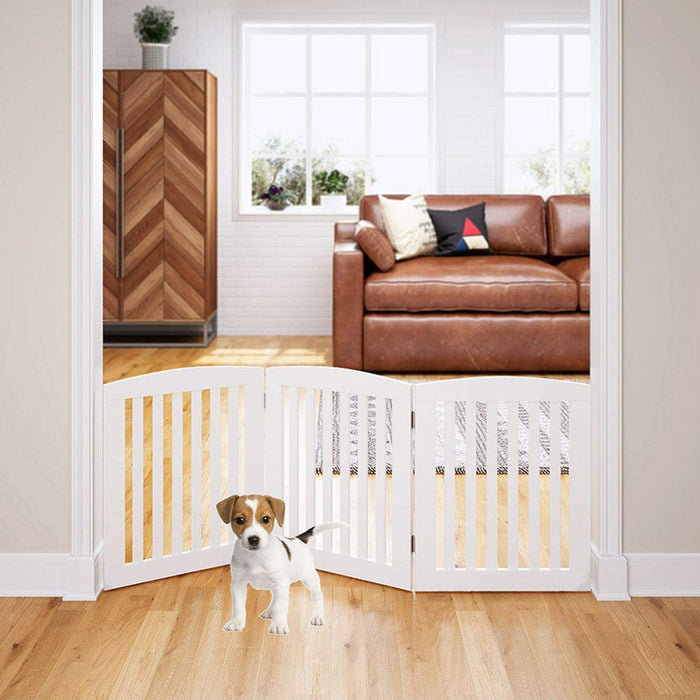 Wooden Portable Safety Pet Fence Gate Partition For Kids (White) - WoodenTwist